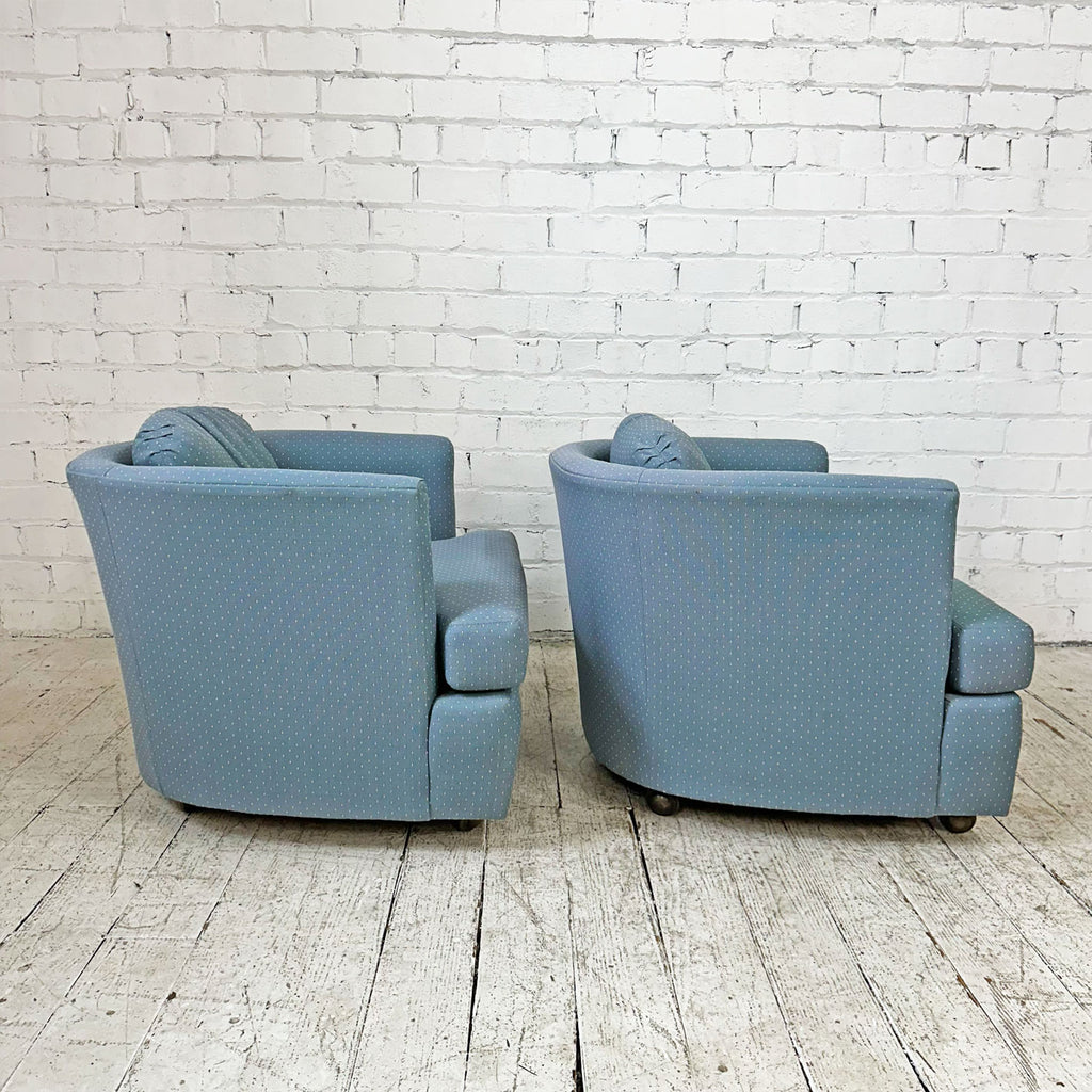 Pair of Drexel Barrel Back Chairs on Casters