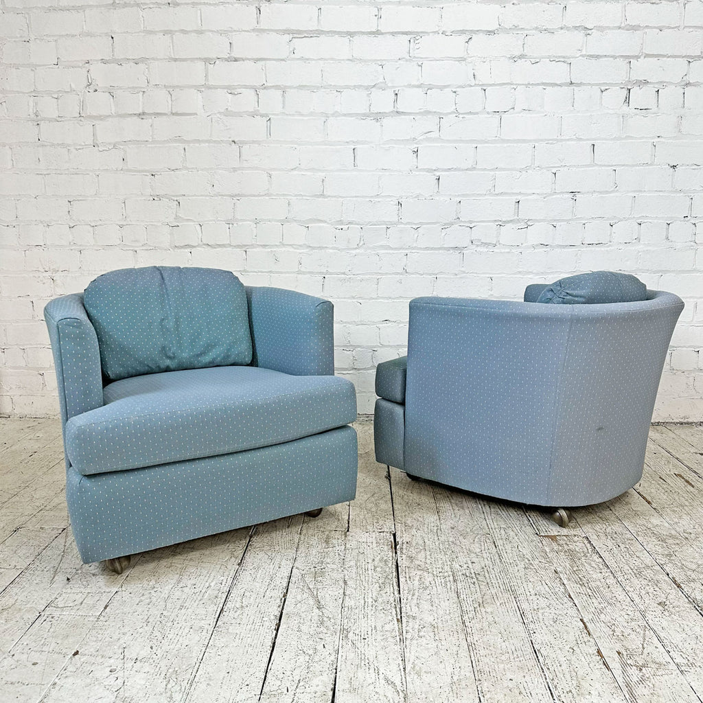 Pair of Drexel Barrel Back Chairs on Casters