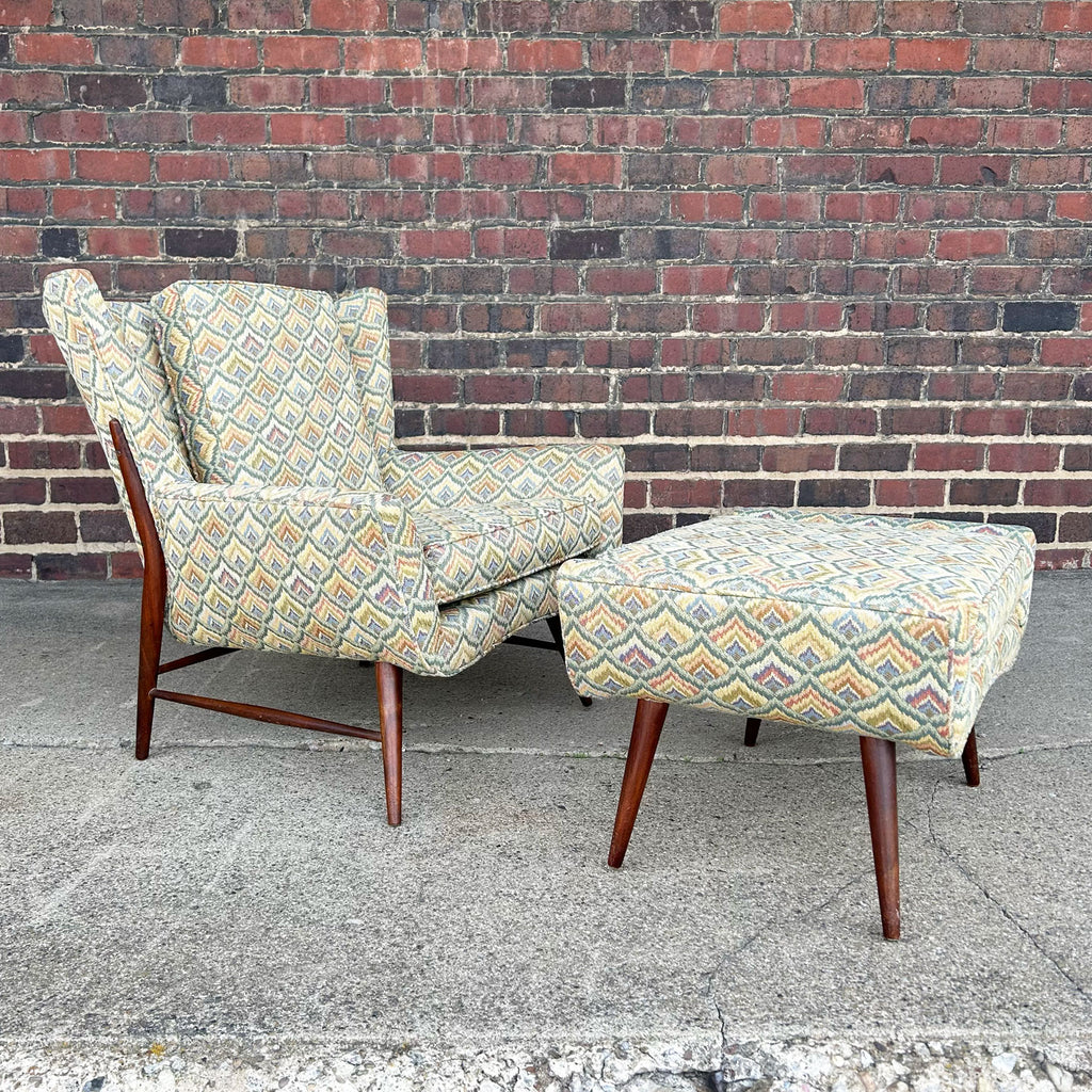 Mid-Century Wingback & Ottoman