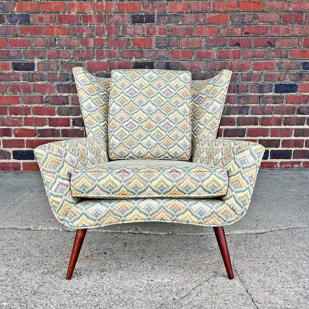 Mid-Century Wingback & Ottoman