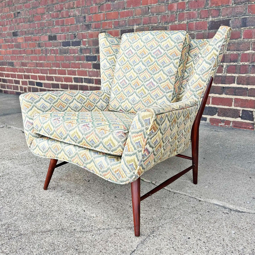 Mid-Century Wingback & Ottoman