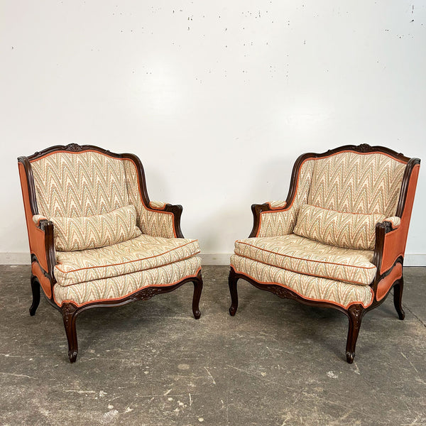 Antique French Provincial Wingback Pair