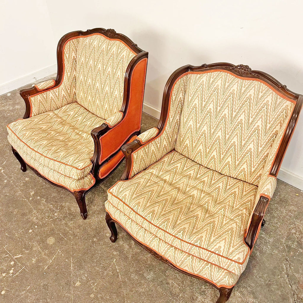 Antique French Provincial Wingback Pair