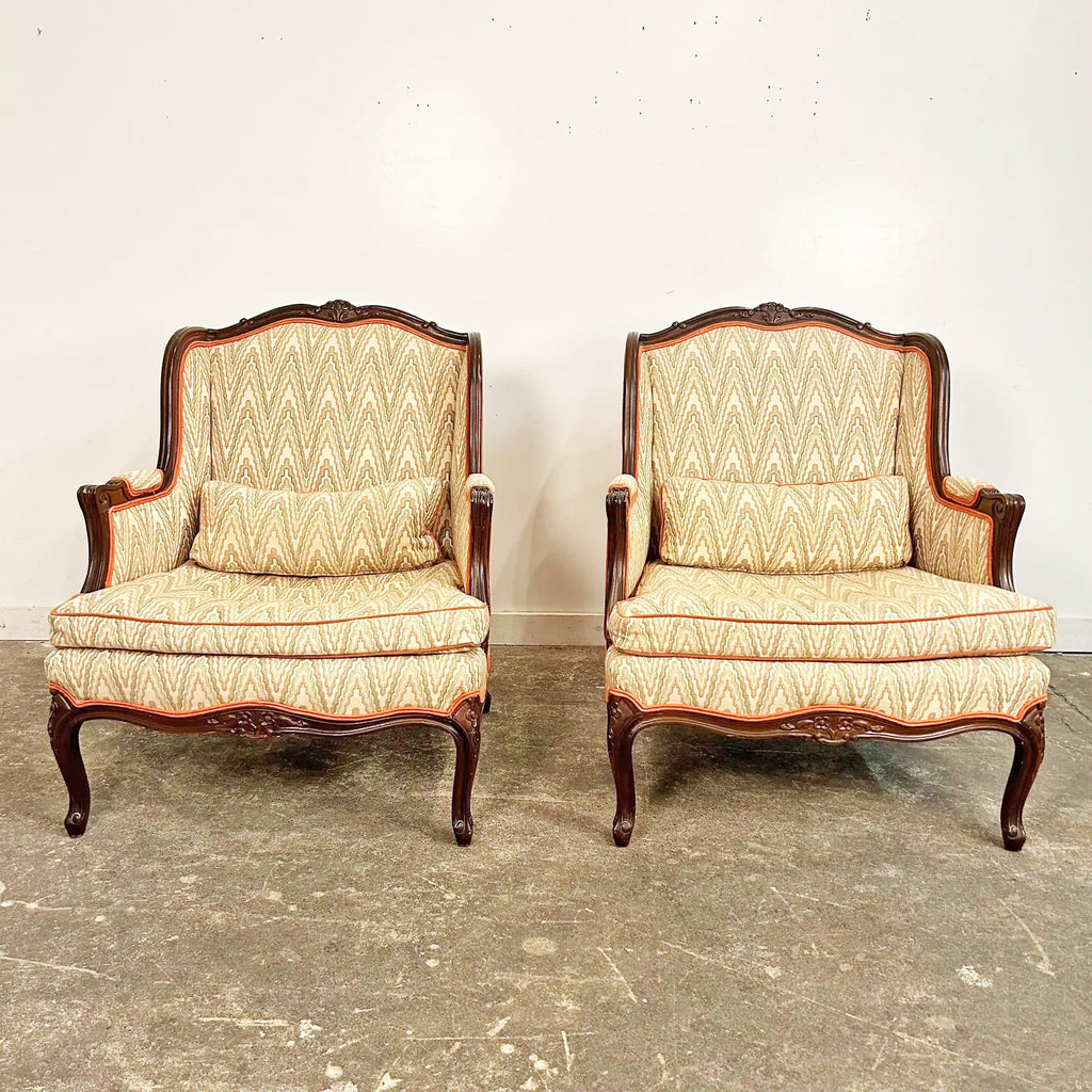 Antique French Provincial Wingback Pair