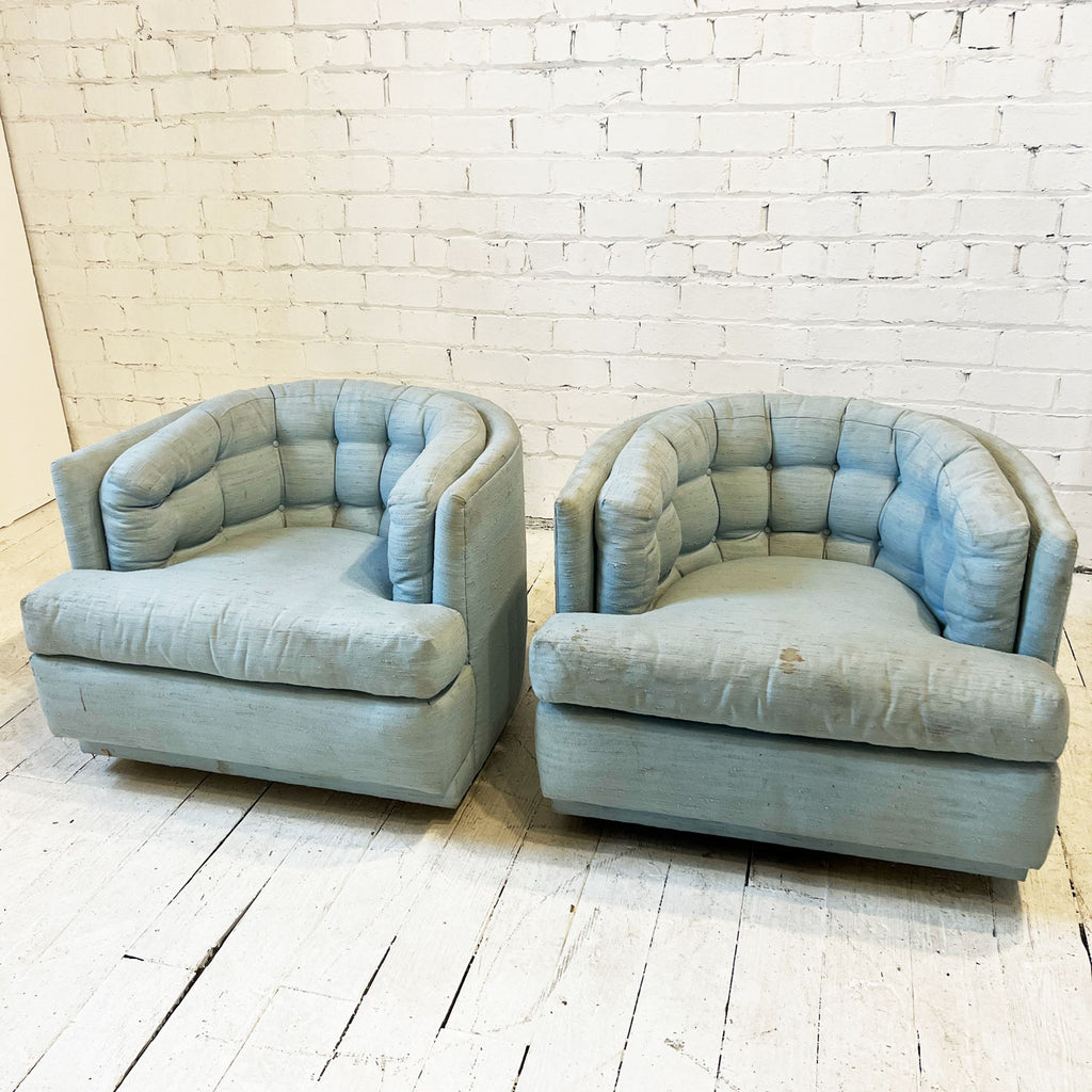 Pair of Blue Barrelback Chairs