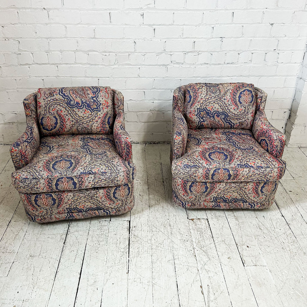 Pair of Paisley Chairs on Casters