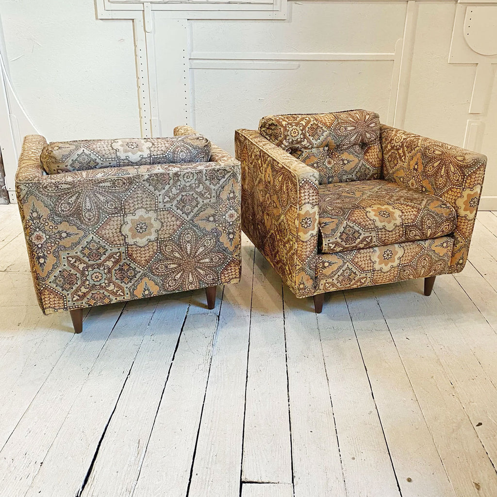 Pair of Velvet Cube Chairs