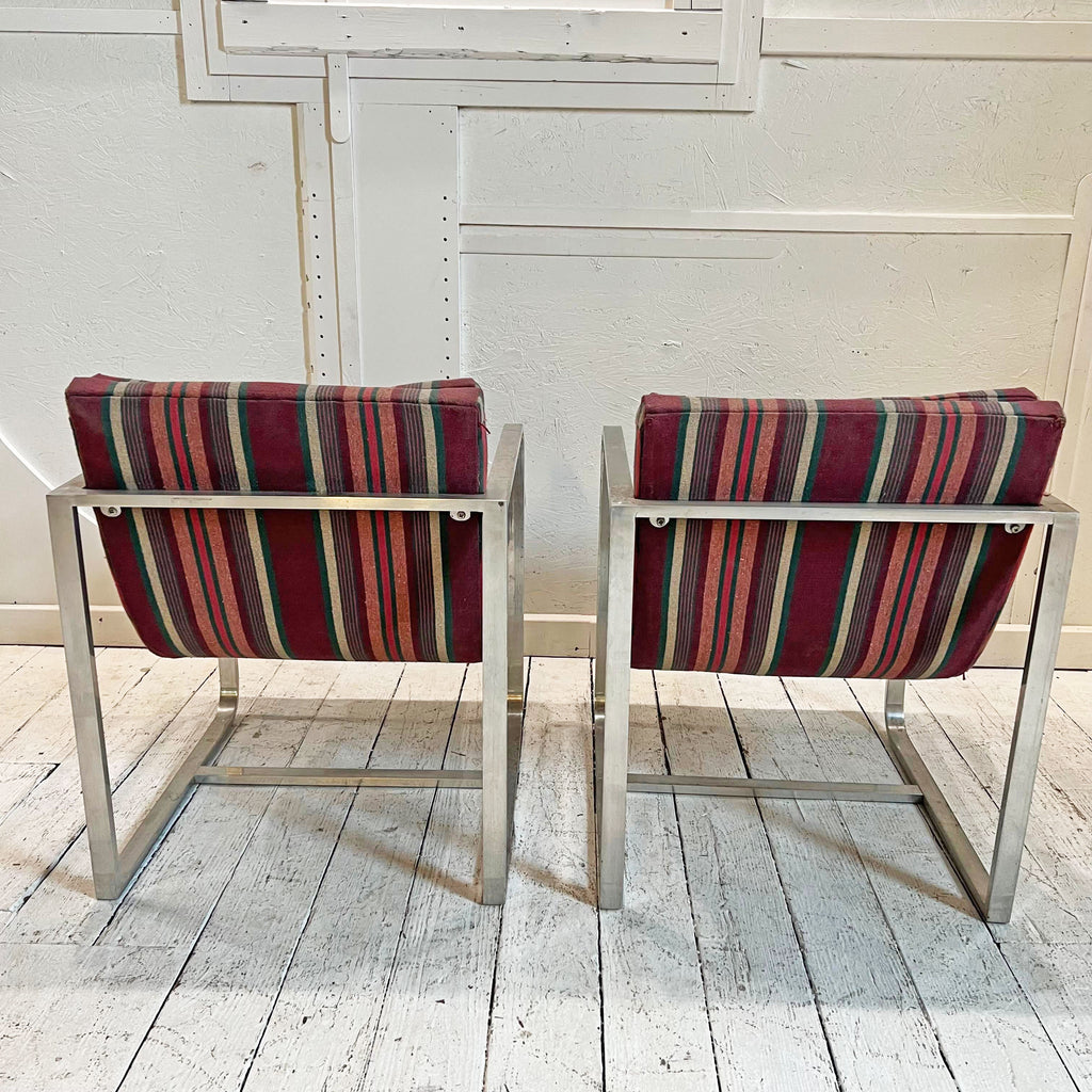 Pair of Brushed Aluminum Armchairs