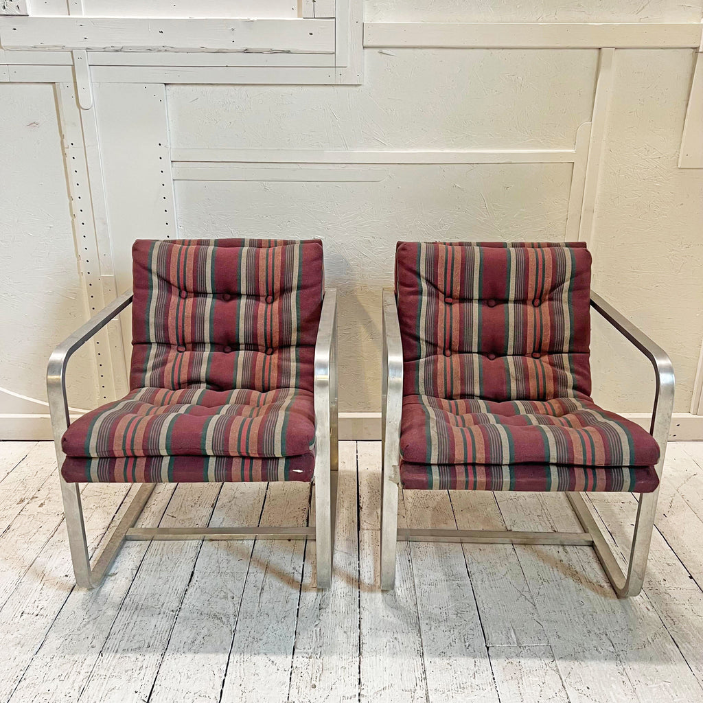 Pair of Brushed Aluminum Armchairs