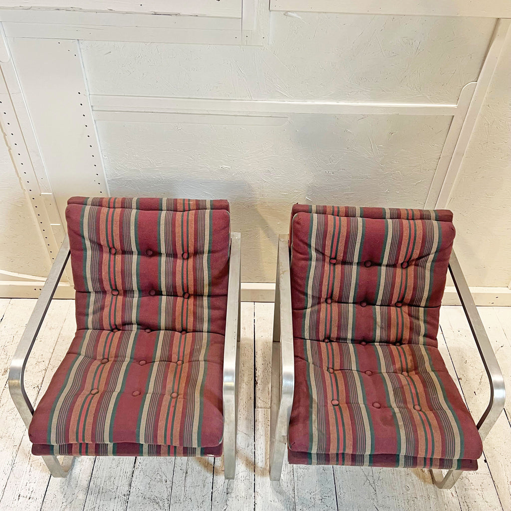 Pair of Brushed Aluminum Armchairs