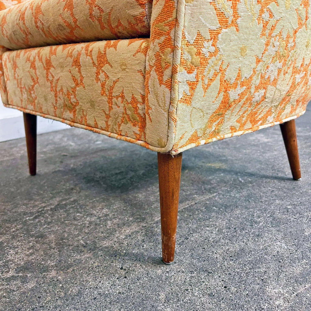 Pair of Mid-Century Barrel Back Armchairs with Tapered Legs