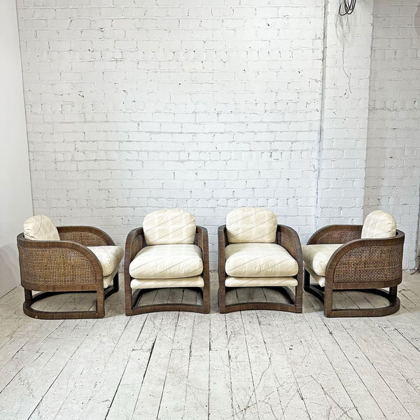 Set of Four Willow & Reed Outdoor Lounge Chairs