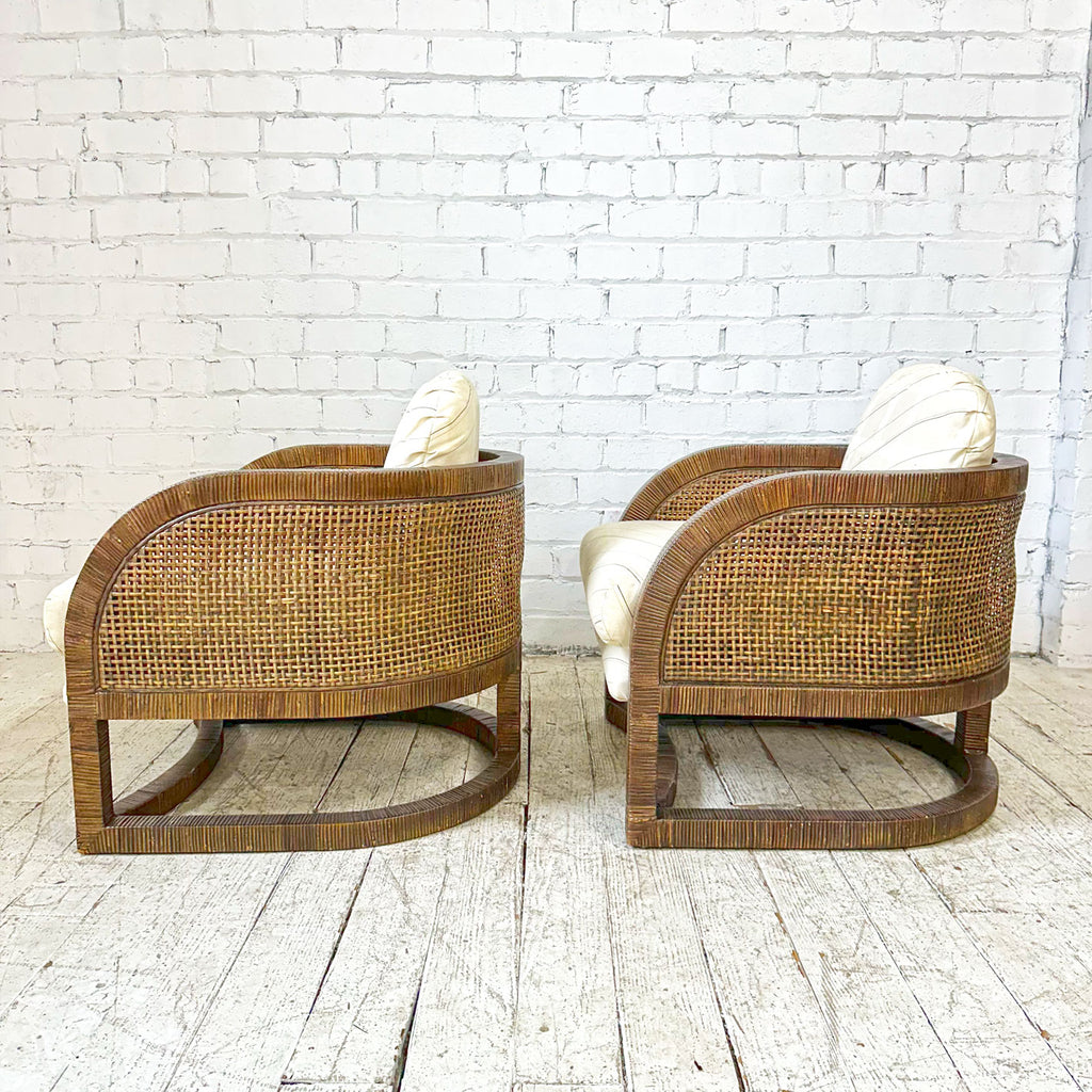 Set of Four Willow & Reed Outdoor Lounge Chairs