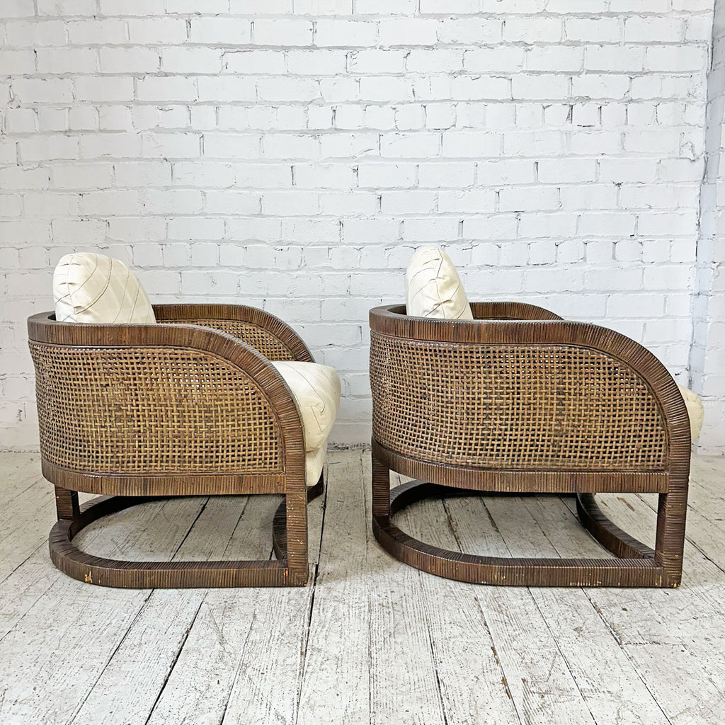 Set of Four Willow & Reed Outdoor Lounge Chairs