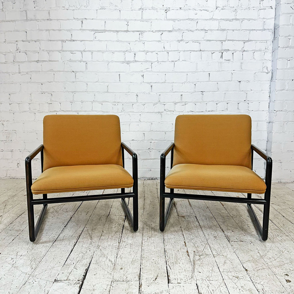 Pair of Ward Bennett Open Arm Chairs