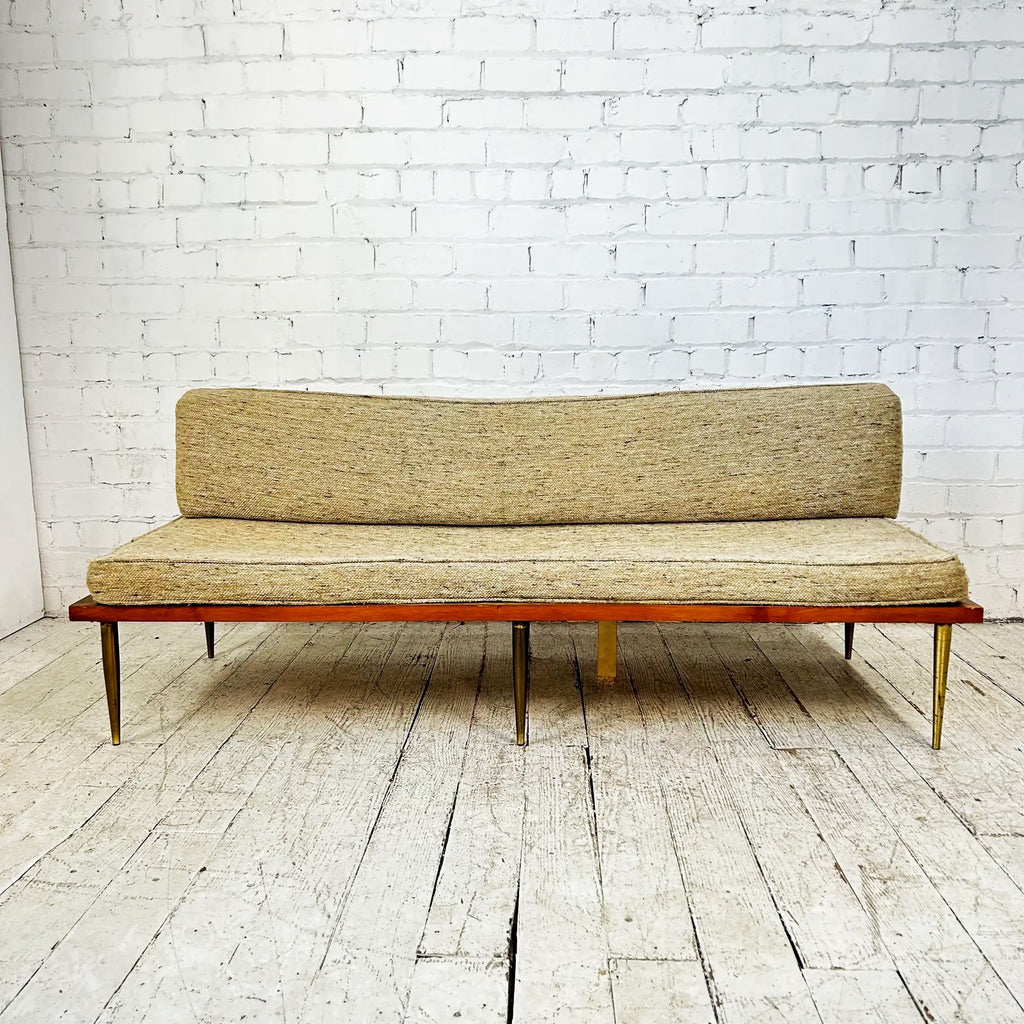 75" Mid-Century Daybed with Brass Tapered Legs