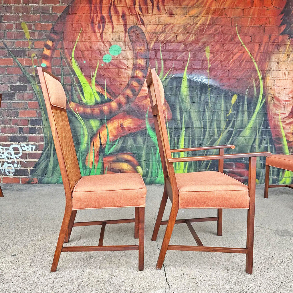 Eight Tall Backed Dining Chairs