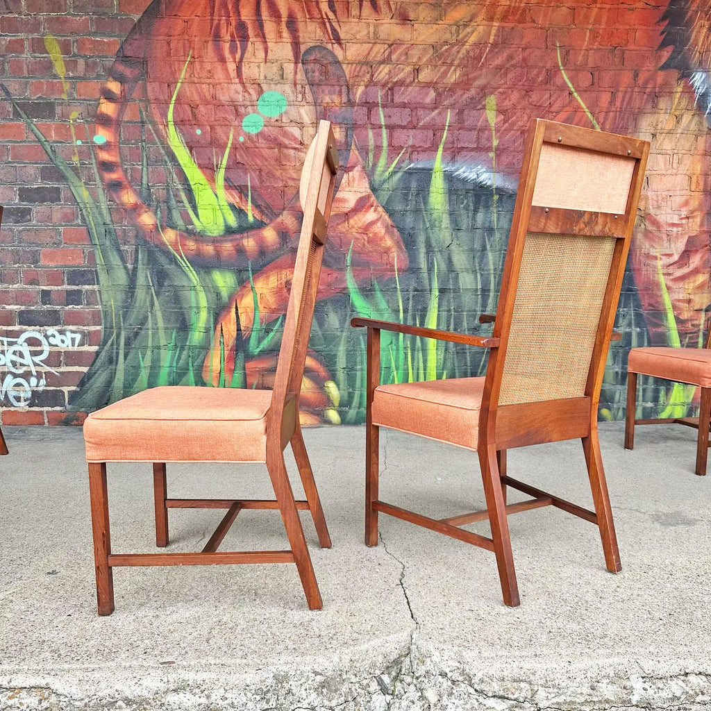 Eight Tall Backed Dining Chairs