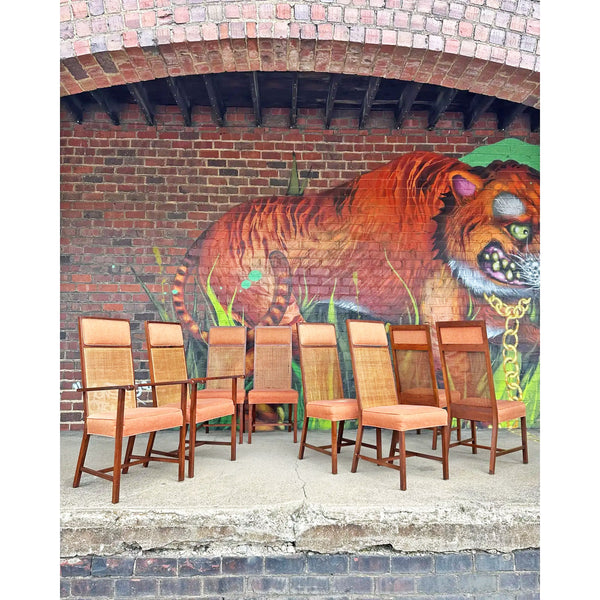 Eight Tall Backed Dining Chairs