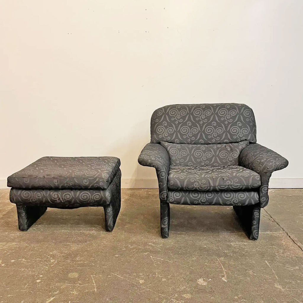 Mid-Century Preview Furniture Arm Chair & Ottoman