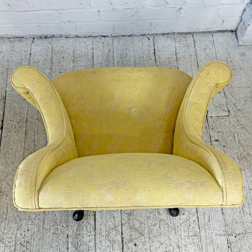 Wide Antique Armchair Pair with Carved Legs