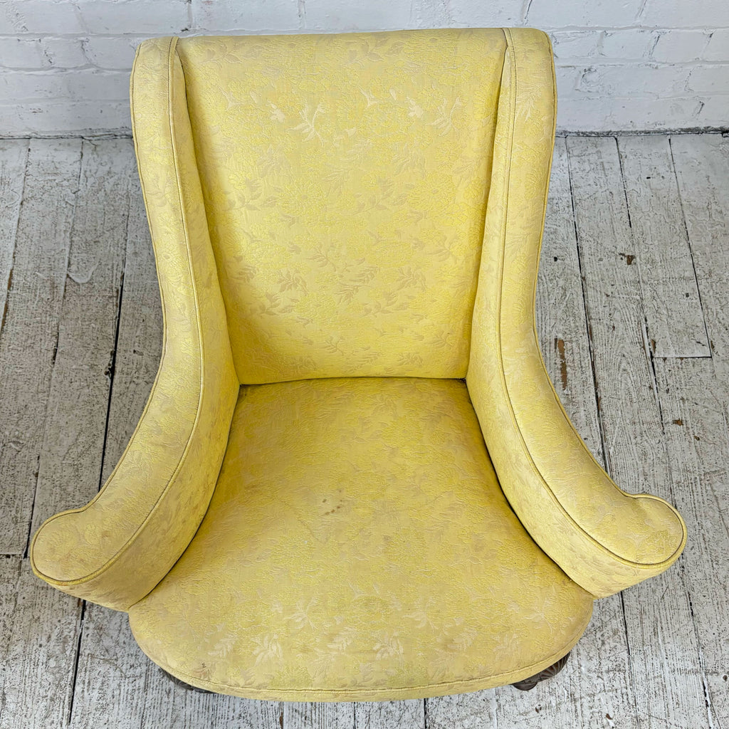 Wide Antique Armchair Pair with Carved Legs