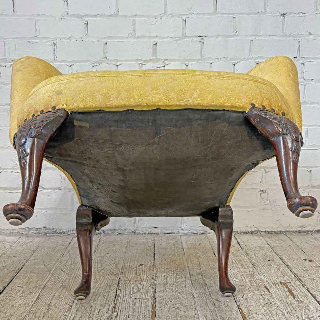 Wide Antique Armchair Pair with Carved Legs