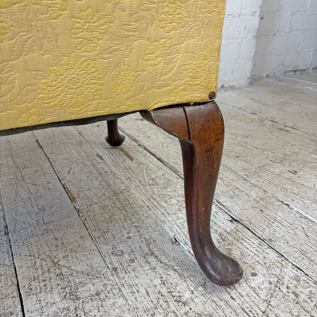 Wide Antique Armchair Pair with Carved Legs