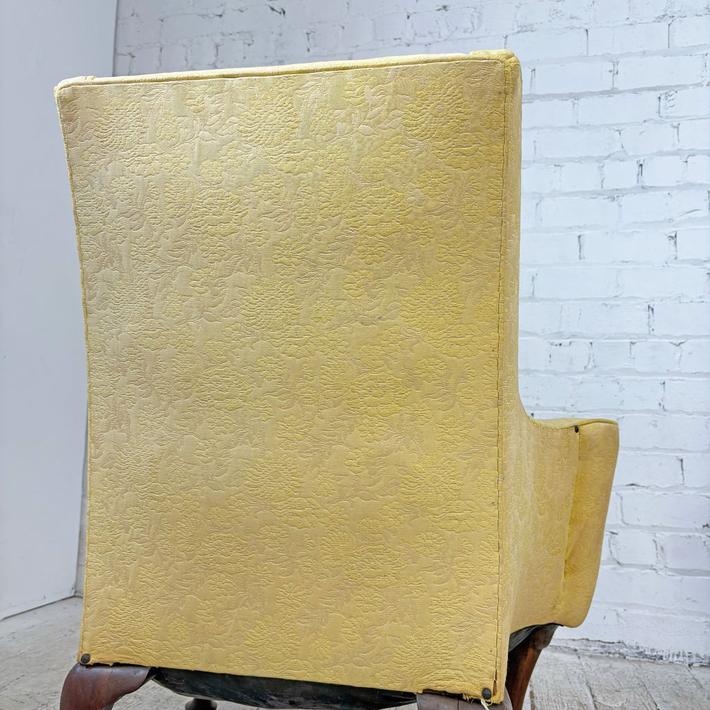 Wide Antique Armchair Pair with Carved Legs