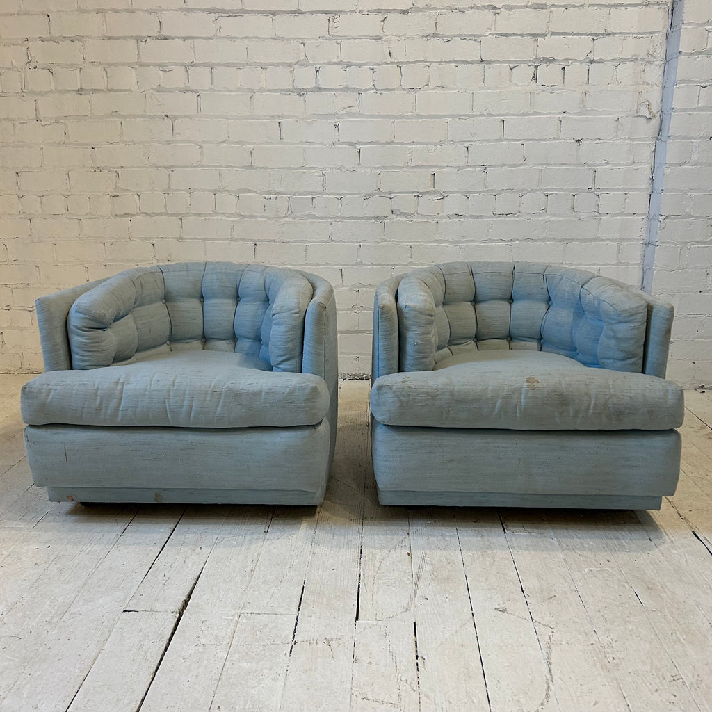 Pair of Blue Barrelback Chairs