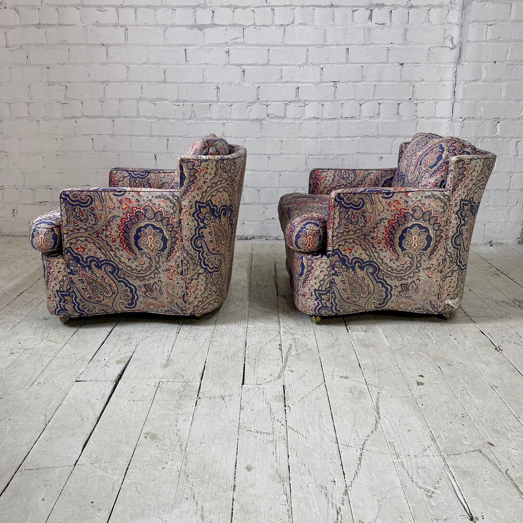 Pair of Paisley Chairs on Casters