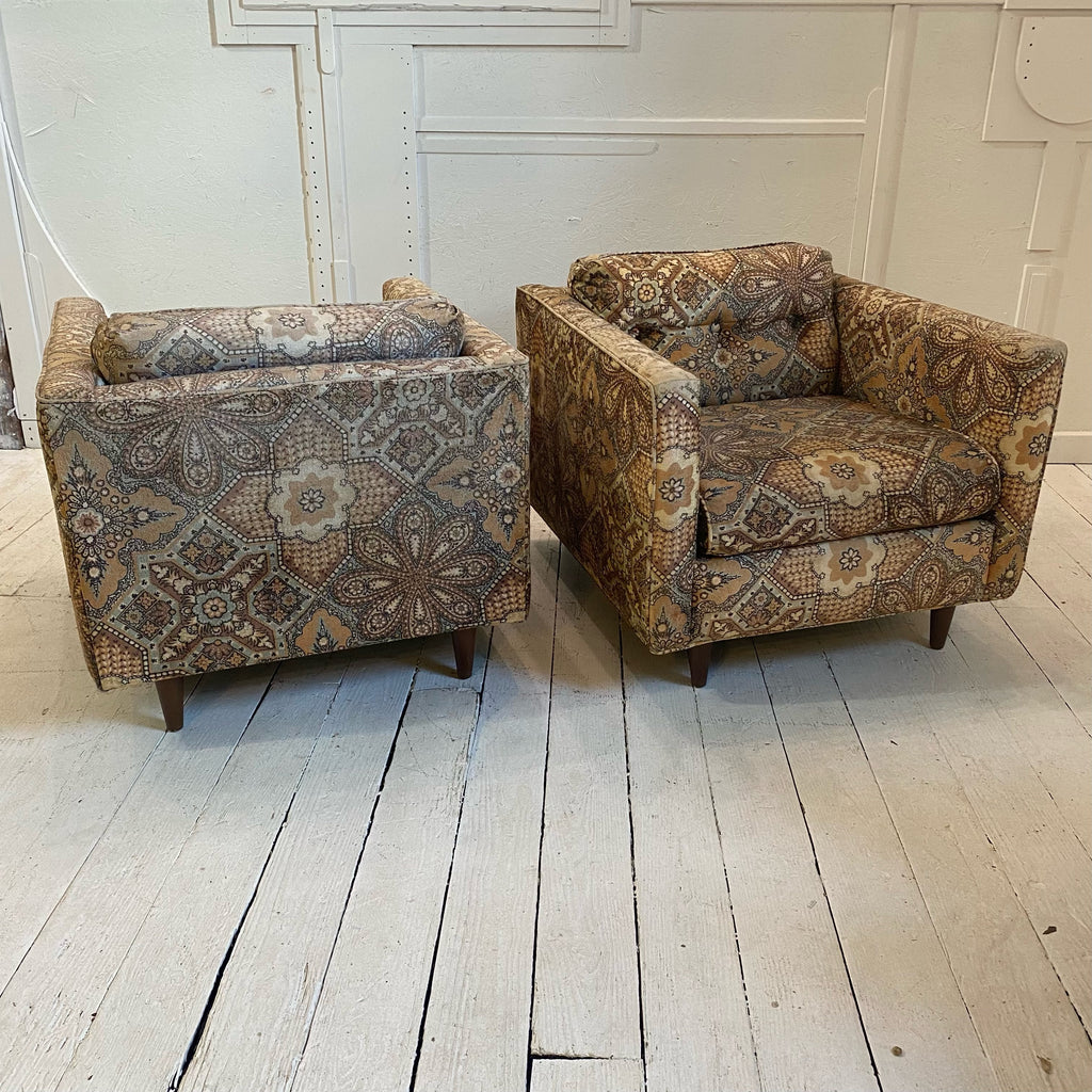 Pair of Velvet Cube Chairs